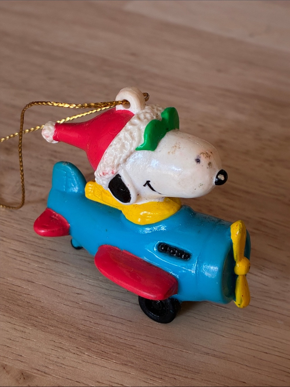 Vintage Peanuts Snoopy Joe CoolAirplane Ornament Toy - Blue and Red